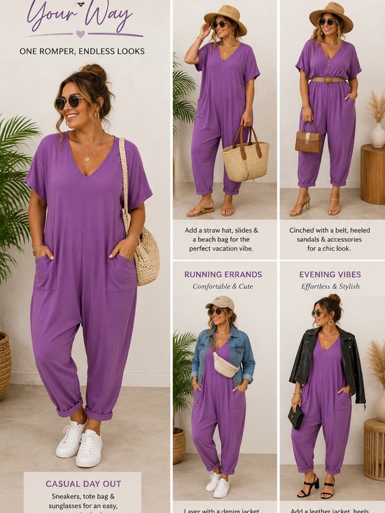 Smash + Tess Pants - 💜💜Smash + Tess Purple V-Neck Women's Jumpsuit Romper